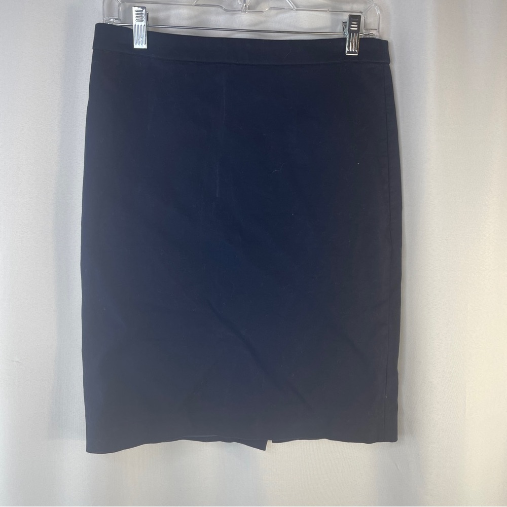 J. Crew Navy Blue Pencil Skirt 100% Cotton Classic Professional Preppy Size 4